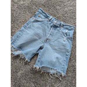 Levi's 501 Premium Light Wash Distressed Denim Shorts Women's Size W25 Cutoff